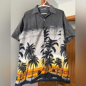 Reyn Spooner Black and Yellow Palm Tree Shirt
